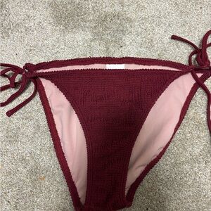 Burgundy Textured Bikini Bottom